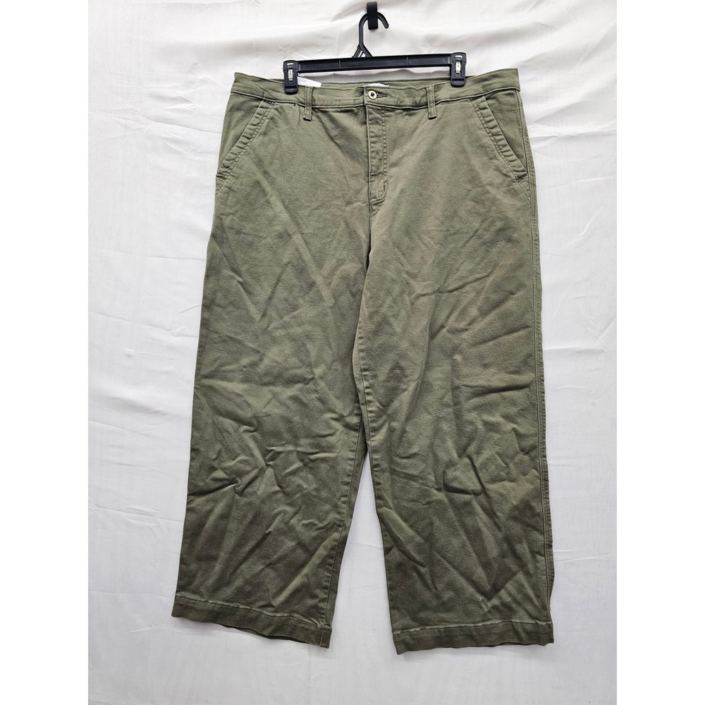 Nine West Womens Wide Leg Pants Green Cotton Blend Casual Size 20W